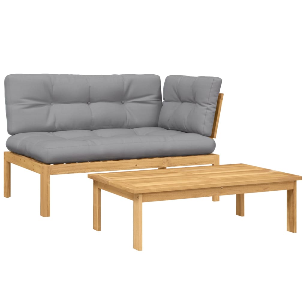 Set Divano Pallet da Giardino 2 pz con Cuscini Massello Acacia