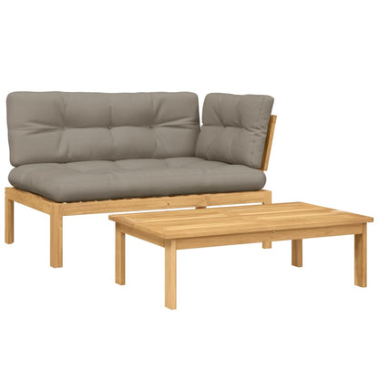 Set Divano Pallet da Giardino 2 pz con Cuscini Massello Acacia