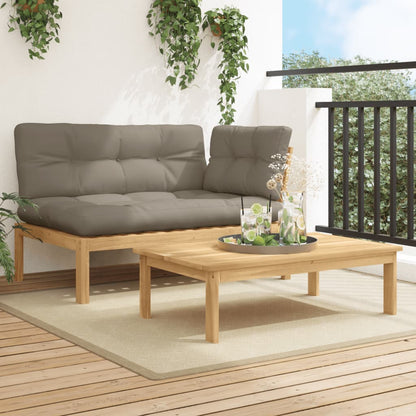 Set Divano Pallet da Giardino 2 pz con Cuscini Massello Acacia
