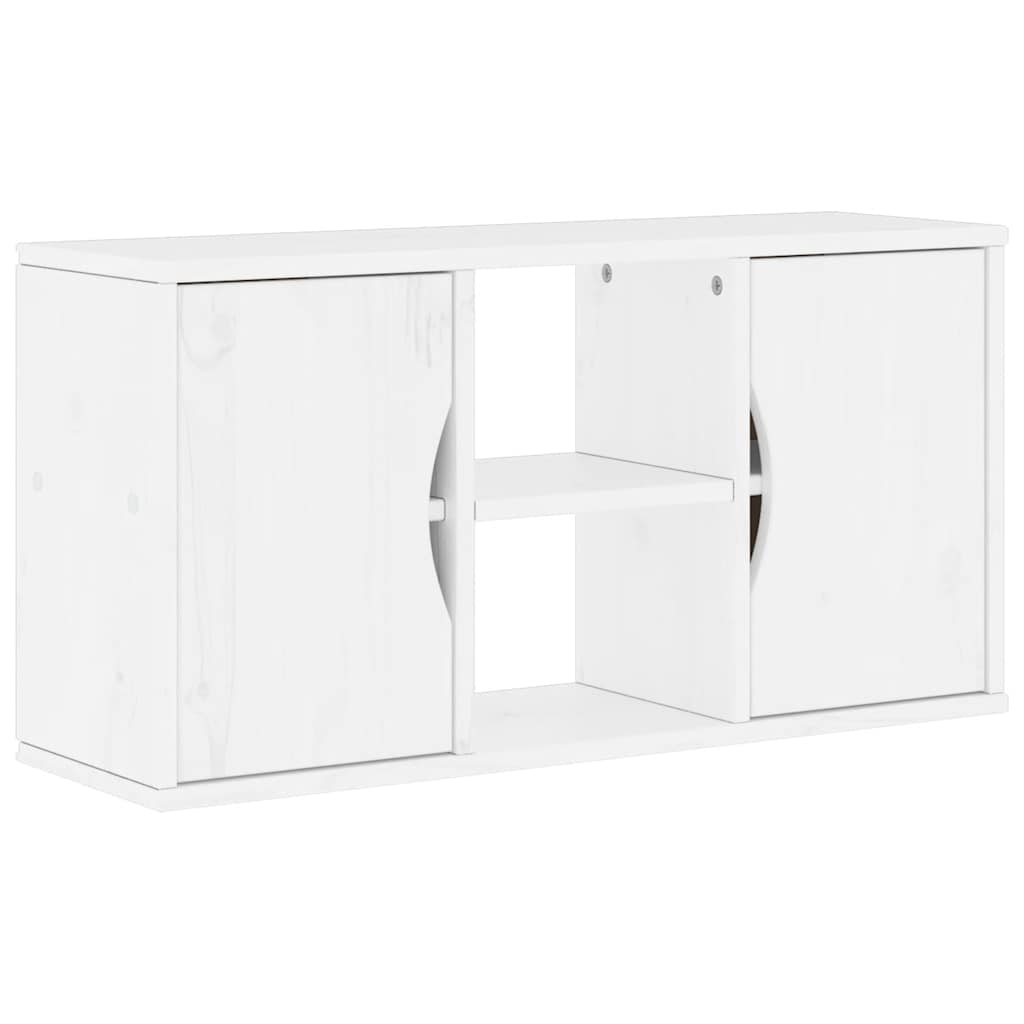Mobile Porta TV ODDA Bianco 79x24x40 cm Legno Massello di Pino