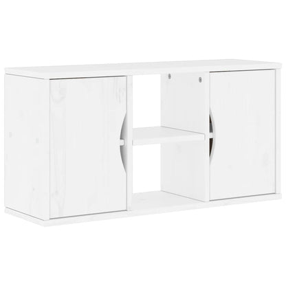 Mobile Porta TV ODDA Bianco 79x24x40 cm Legno Massello di Pino
