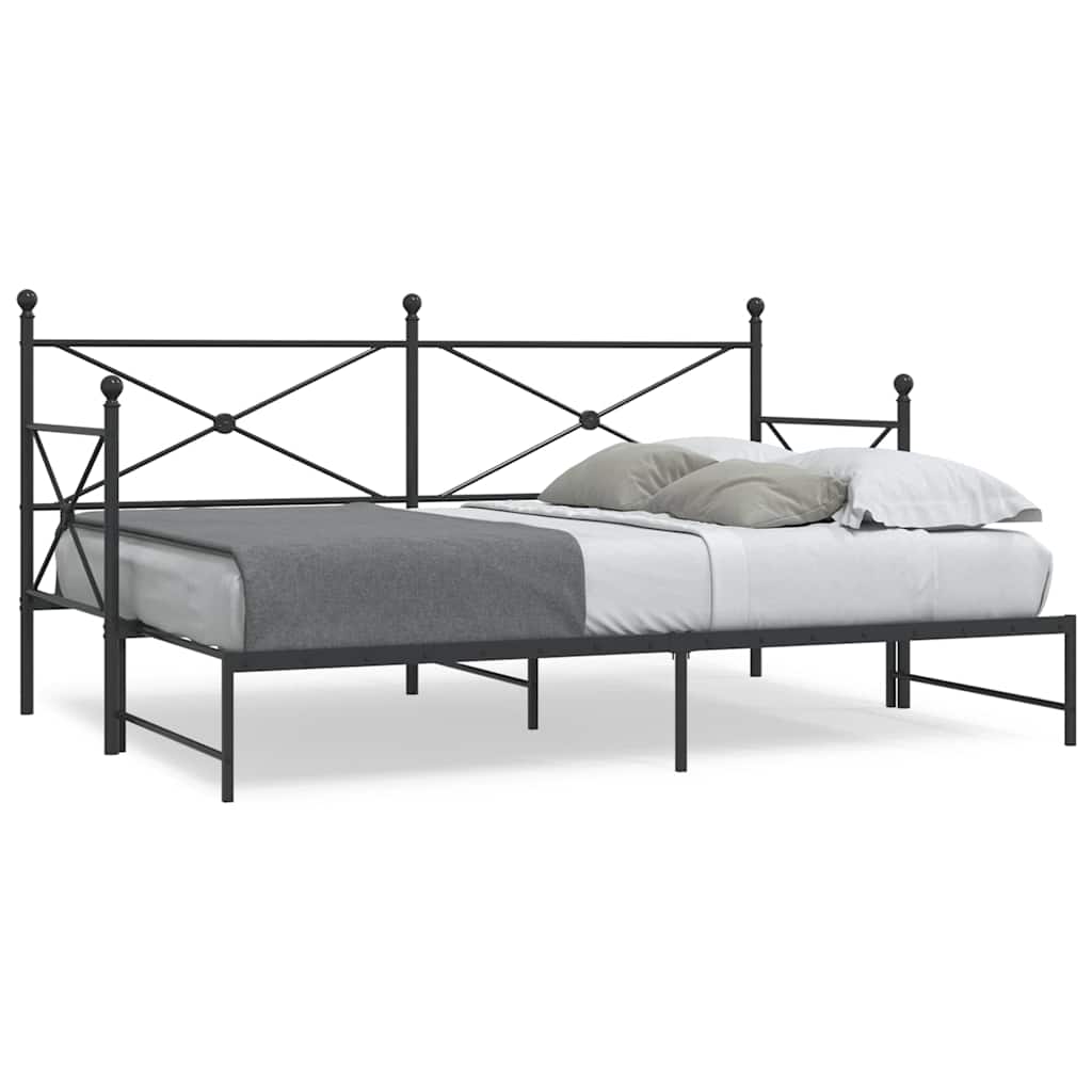 Divano Letto Estraibile senza Materasso Nero 90x200 cm Acciaio