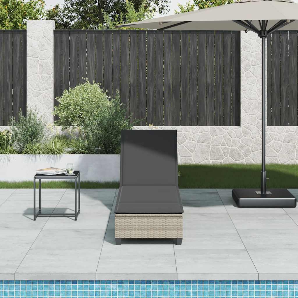 Lettino Prendisole con Cuscini Grigio Chiaro 55x200x25,5 cm
