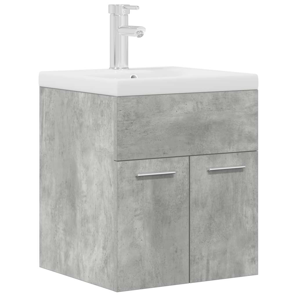 Mobile da Bagno con Lavabo Integrato e Rubinetto Grigio Cemento