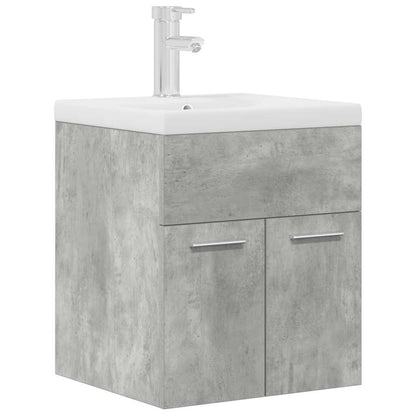 Mobile da Bagno con Lavabo Integrato e Rubinetto Grigio Cemento