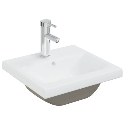 Mobile da Bagno con Lavabo Integrato e Rubinetto Grigio Cemento