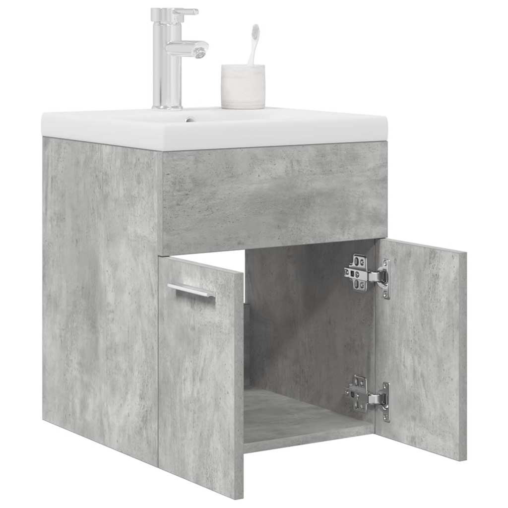 Mobile da Bagno con Lavabo Integrato e Rubinetto Grigio Cemento