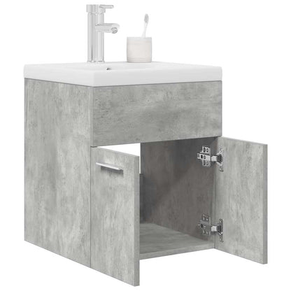 Mobile da Bagno con Lavabo Integrato e Rubinetto Grigio Cemento