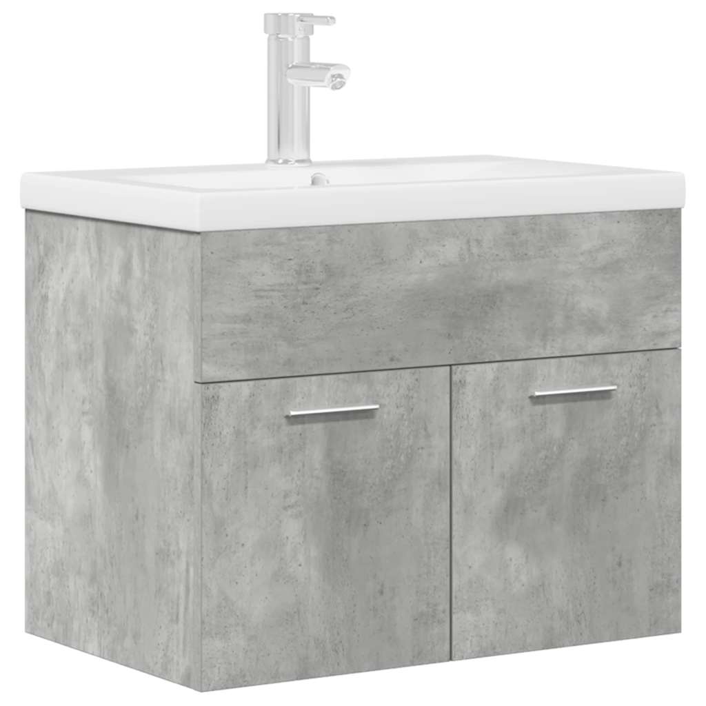 Mobile da Bagno con Lavabo Integrato e Rubinetto Grigio Cemento