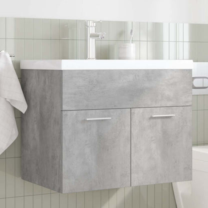 Mobile da Bagno con Lavabo Integrato e Rubinetto Grigio Cemento