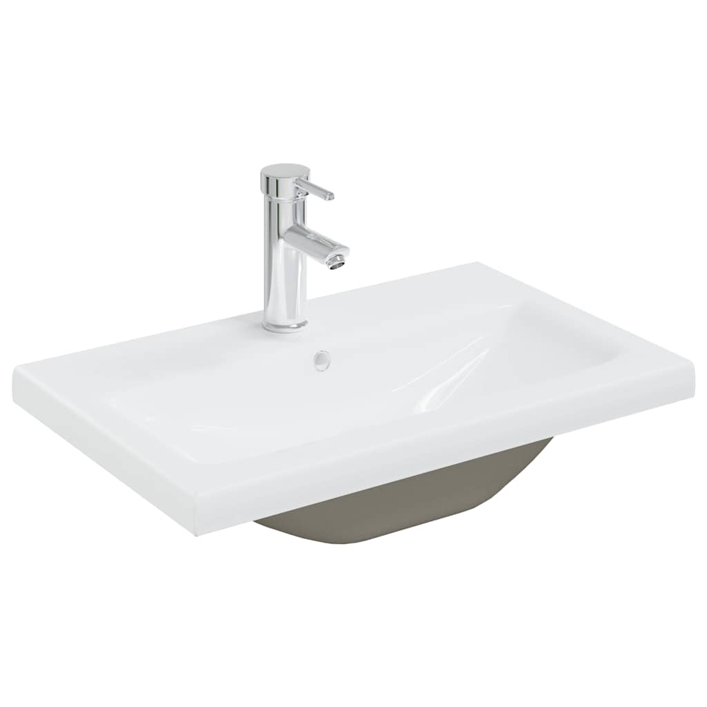 Mobile da Bagno con Lavabo Integrato e Rubinetto Grigio Cemento