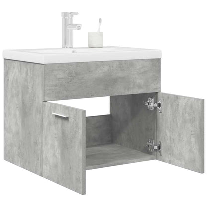 Mobile da Bagno con Lavabo Integrato e Rubinetto Grigio Cemento