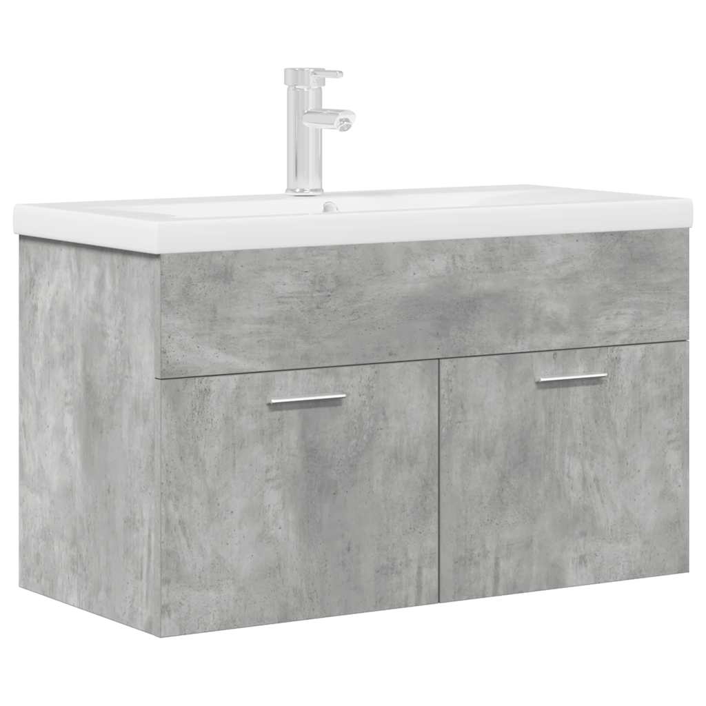 Mobile da Bagno con Lavabo Integrato e Rubinetto Grigio Cemento