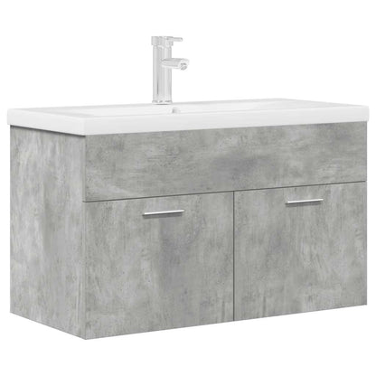 Mobile da Bagno con Lavabo Integrato e Rubinetto Grigio Cemento