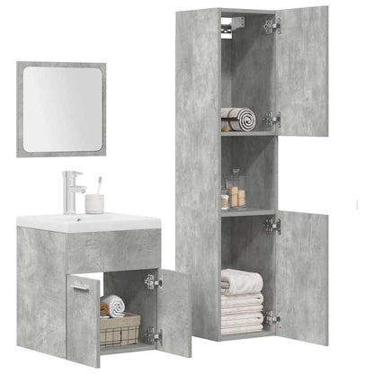 Set Mobili da Bagno 4 pz Grigio Cemento in Legno Multistrato