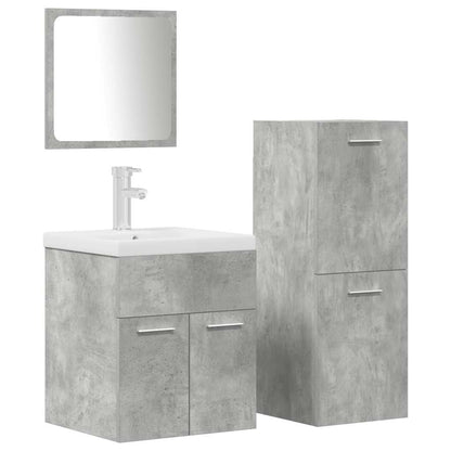 Set Mobili da Bagno 4 pz Grigio Cemento in Legno Multistrato