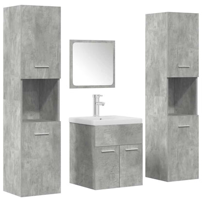 Set Mobili da Bagno 5 pz Grigio Cemento in Legno Multistrato