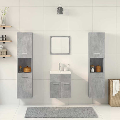 Set Mobili da Bagno 5 pz Grigio Cemento in Legno Multistrato