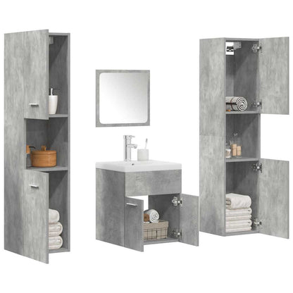 Set Mobili da Bagno 5 pz Grigio Cemento in Legno Multistrato