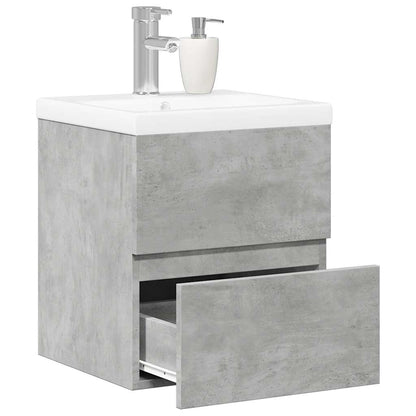 Set Mobili da Bagno 2 pz Grigio Cemento in Legno Multistrato