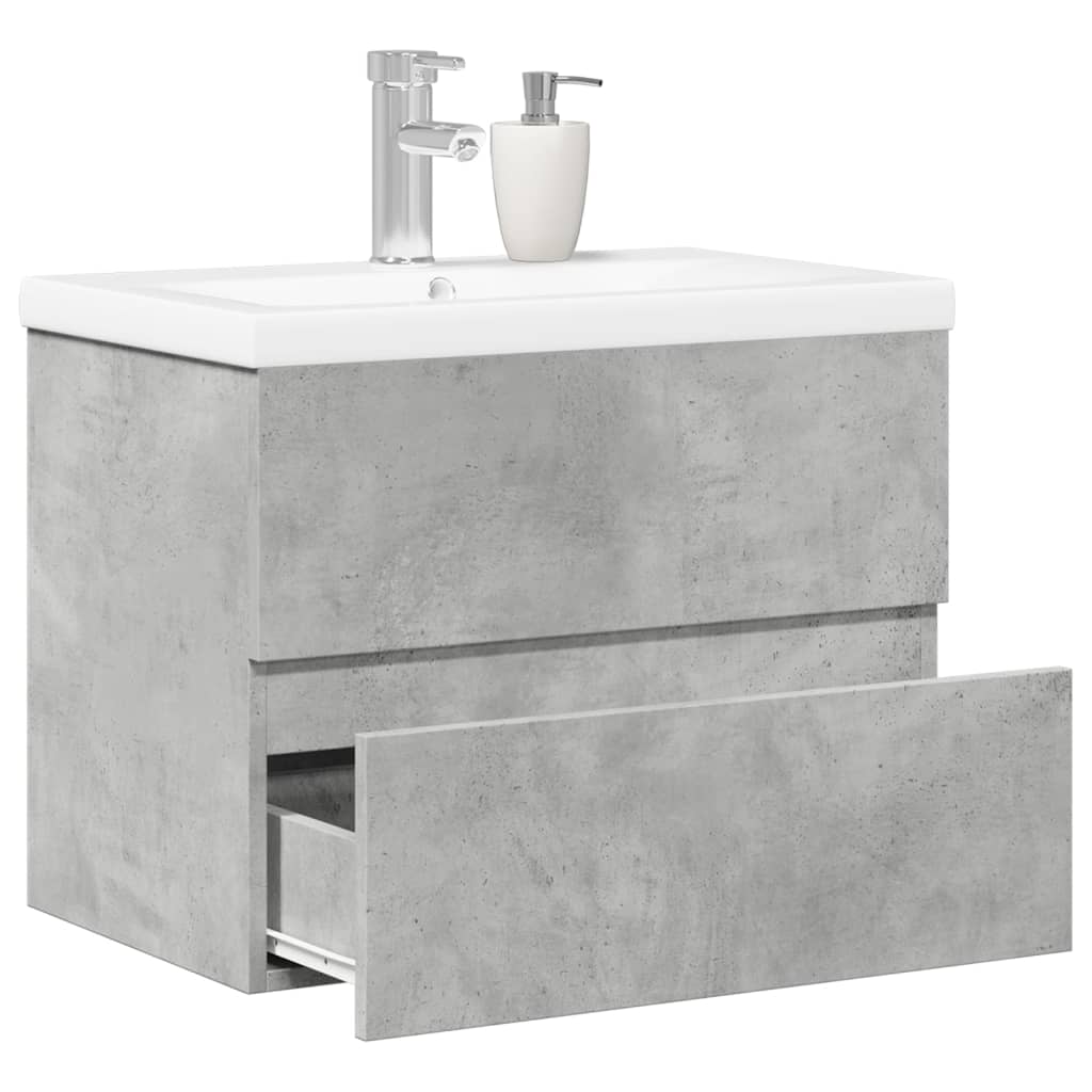 Set Mobili da Bagno 2 pz Grigio Cemento in Legno Multistrato