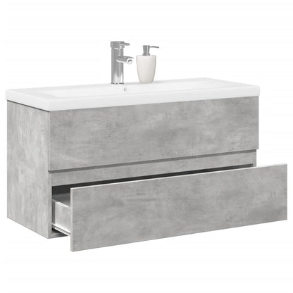Set Mobili da Bagno 2 pz Grigio Cemento in Legno Multistrato