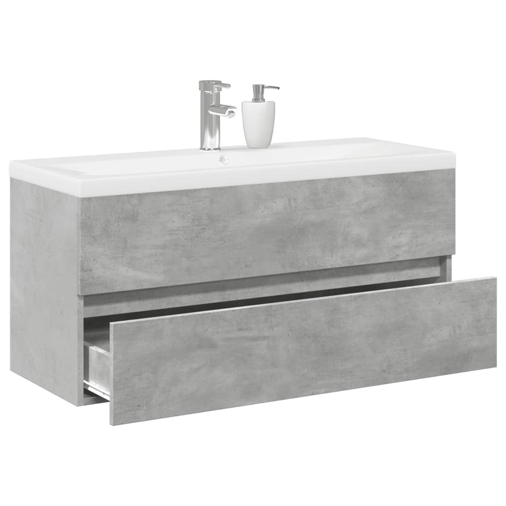 Set Mobili da Bagno 2 pz Grigio Cemento in Legno Multistrato