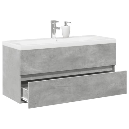 Set Mobili da Bagno 2 pz Grigio Cemento in Legno Multistrato