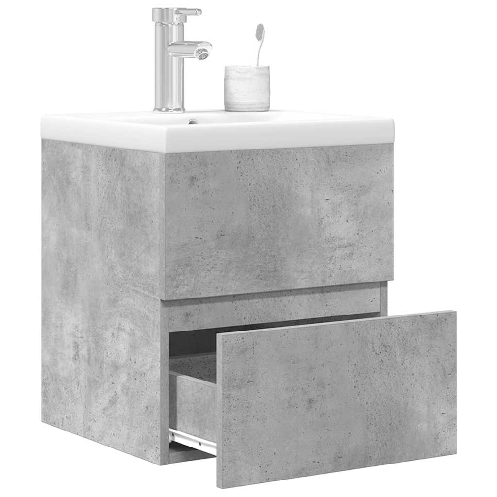 Set Mobili da Bagno 2 pz Grigio Cemento in Legno Multistrato