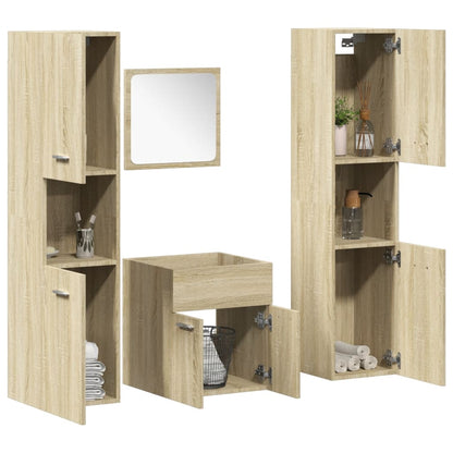 Set Mobili da Bagno 4 pz Rovere Sonoma in Legno Multistrato