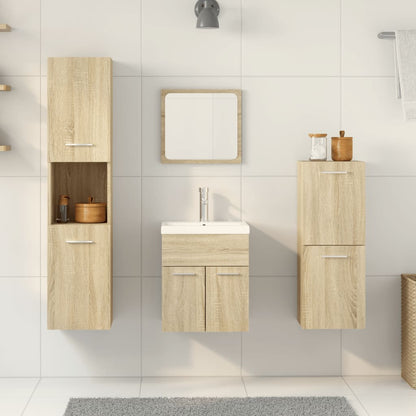 Set Mobili da Bagno 5 pz Rovere Sonoma in Legno Multistrato