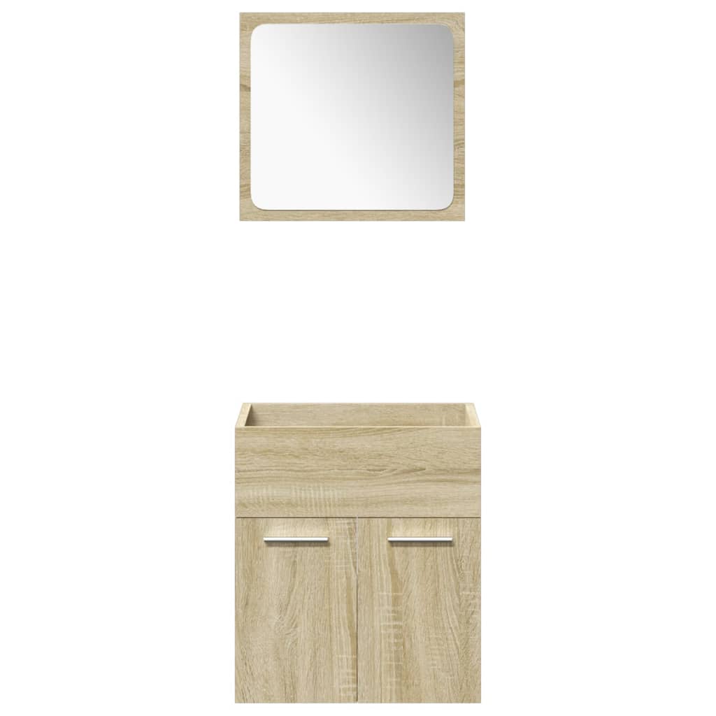 Set Mobili da Bagno 5 pz Rovere Sonoma in Legno Multistrato