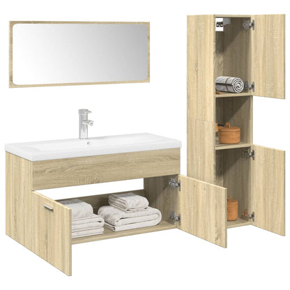 Set Mobili da Bagno 4 pz Rovere Sonoma in Legno Multistrato