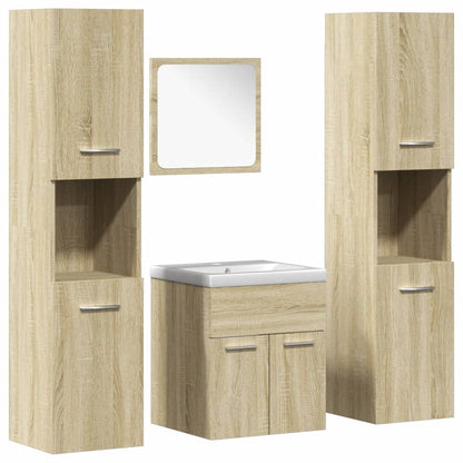 Set Mobili da Bagno 5 pz Rovere Sonoma in Legno Multistrato