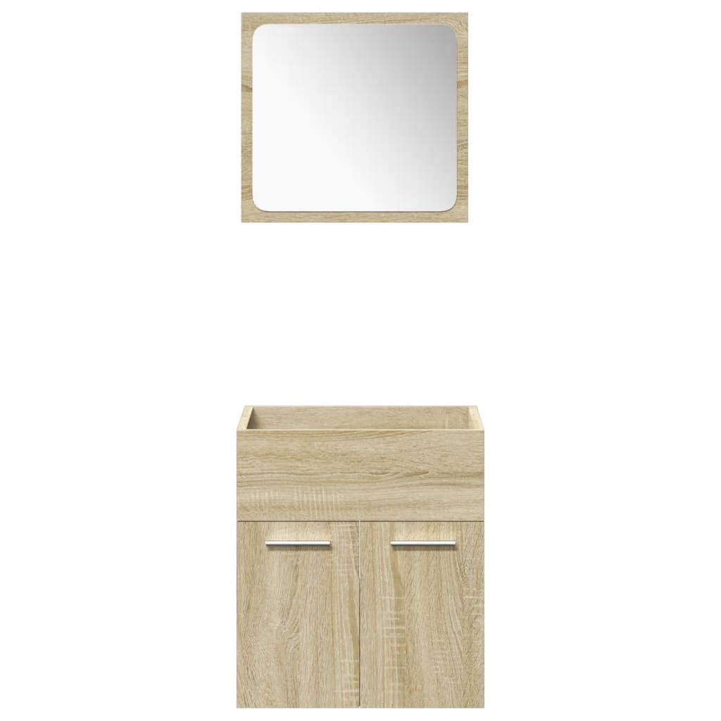 Set Mobili da Bagno 5 pz Rovere Sonoma in Legno Multistrato