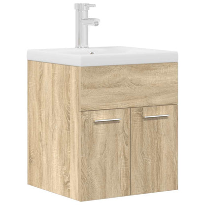 Mobile da Bagno con Lavabo Integrato e Rubinetto Rovere Sonoma