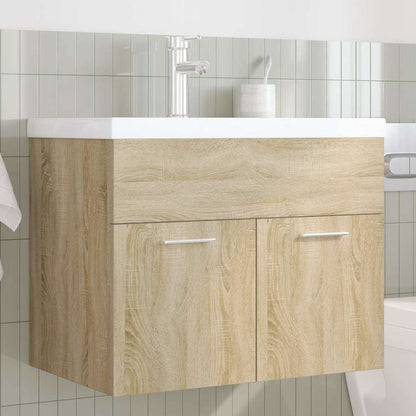Mobile da Bagno con Lavabo Integrato e Rubinetto Rovere Sonoma