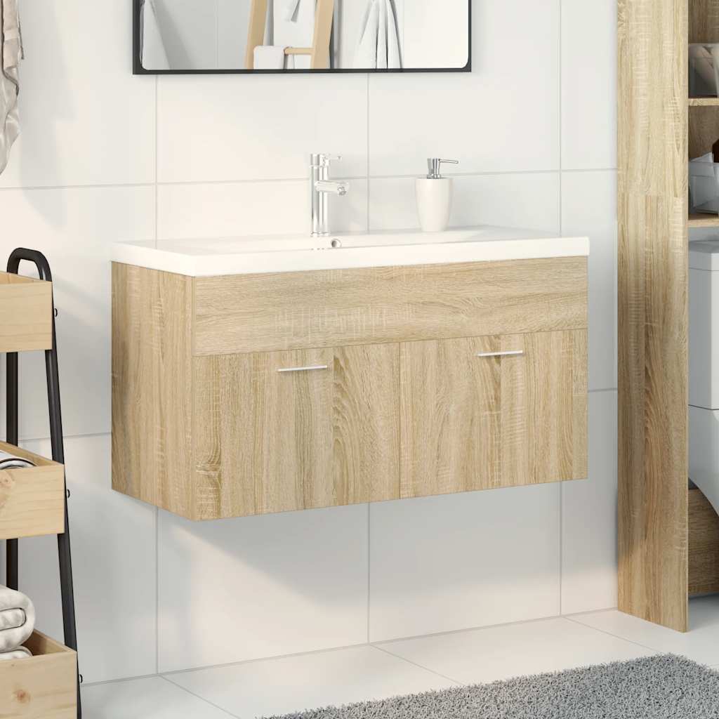 Mobile da Bagno con Lavabo Integrato Rovere Sonoma