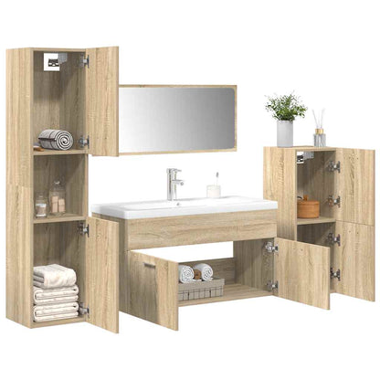 Set Mobili da Bagno 5 pz Rovere Sonoma in Legno Multistrato