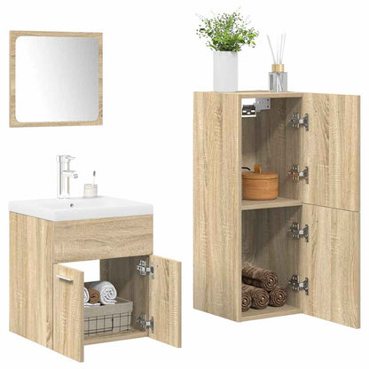 Set Mobili da Bagno 4 pz Rovere Sonoma in Legno Multistrato