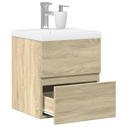 Set Mobili da Bagno 2 pz Rovere Sonoma in Legno Multistrato