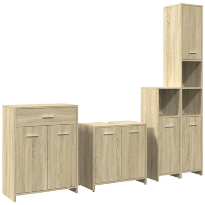 Set Mobili da Bagno 4 pz Rovere Sonoma in Legno Multistrato