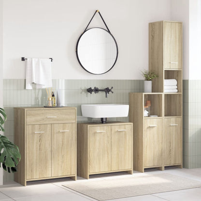 Set Mobili da Bagno 4 pz Rovere Sonoma in Legno Multistrato