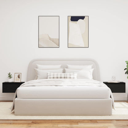 Comodini a Parete con Luci LED 2 pz Rovere Neri