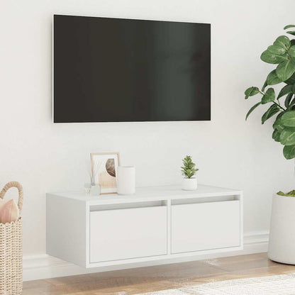 Mobile Porta TV con Luci LED 75x35,5x25 cm Bianco