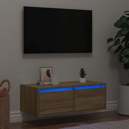 Mobile Porta TV con Luci LED Rovere Sonoma 75x35,5x25 cm