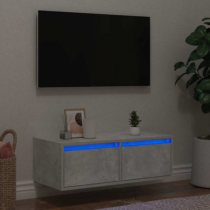 Mobile Porta TV con Luci LED Grigio Cemento 75x35,5x25 cm