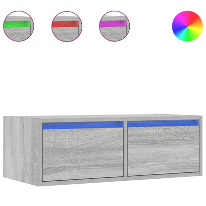 Mobile Porta TV con Luci LED Grigio Sonoma 75x35,5x25 cm