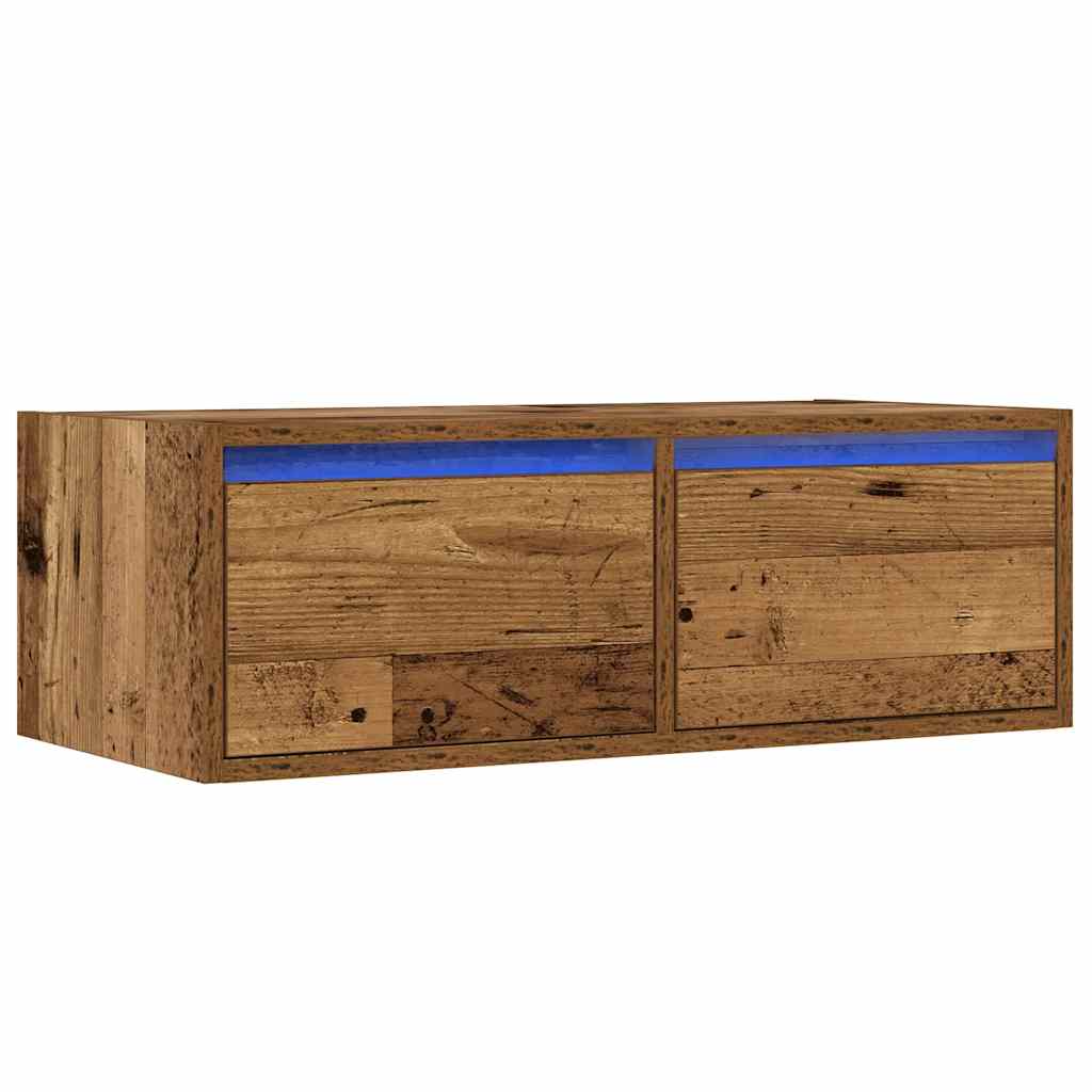 Mobile Porta TV con Luci LED Legno Antico 75x35,5x25 cm