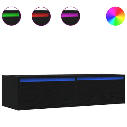 Mobile Porta TV con Luci LED Rovere Nero 100X35,5x25 cm